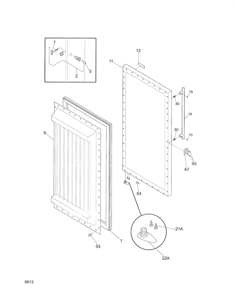 Door Diagram and Parts List for KFS220RHY2  Kelvinator Freezer