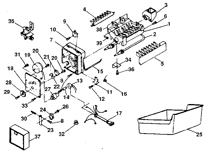 Ice maker Diagram and Parts List for 2538791290-1987  Kenmore Refrigerator