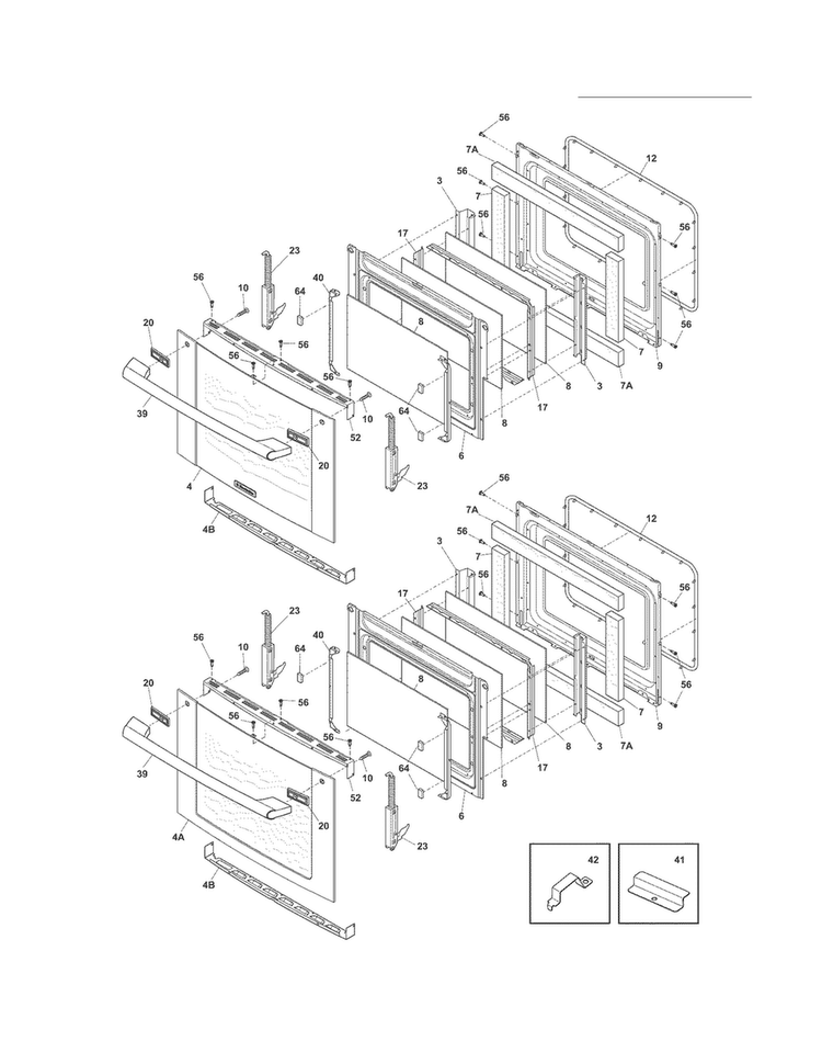 Doors Diagram and Parts List for EI27EW45JS3  Electrolux Wall Oven