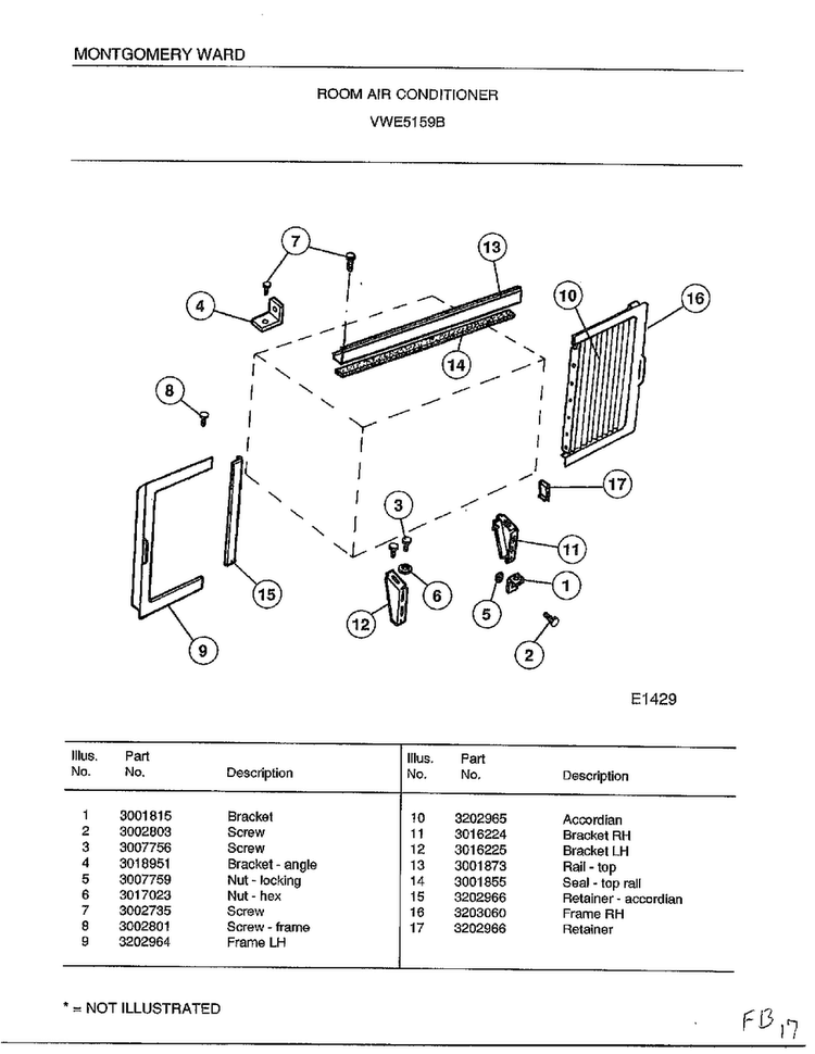 Room Air Conditioner Page 6 Diagram and Parts List for 5159B  Frigidaire Air Conditioner