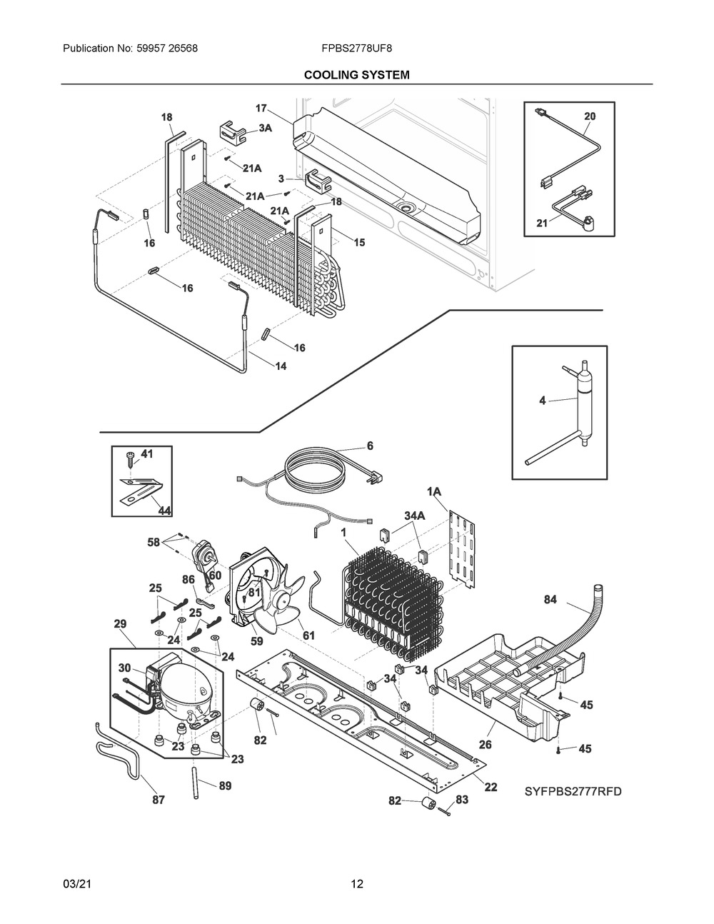 Cooling System Diagram and Parts List for FPBS2778UF8  Frigidaire Refrigerator