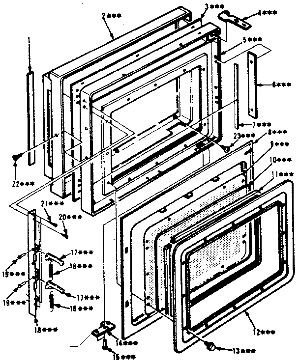 Door Parts Diagram and Parts List for 5648888611  Kenmore Microwave