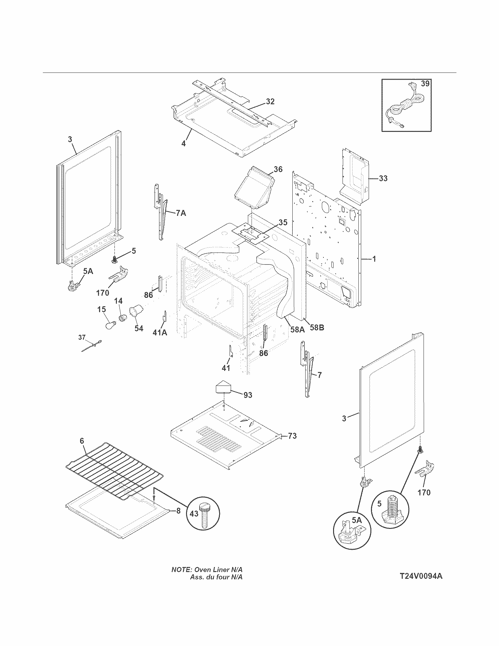 Body Diagram and Parts List for 79073033311  Kenmore Range