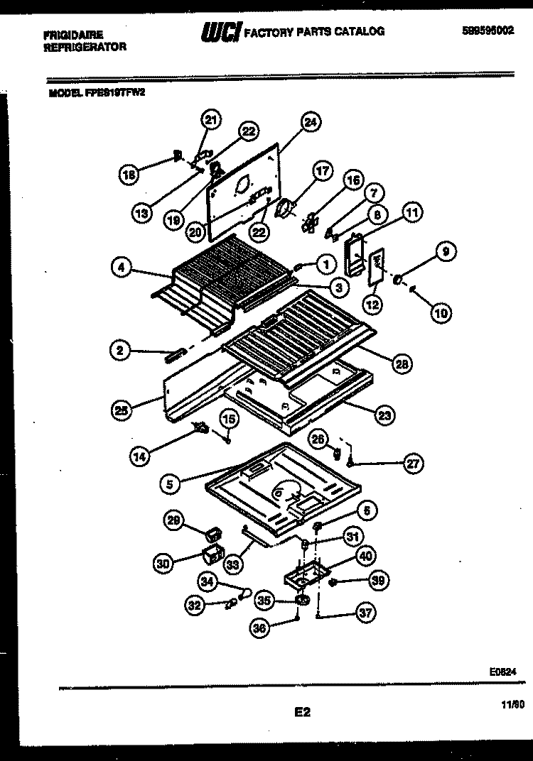 SHELVES AND SUPPORTS Diagram and Parts List for FPES19TFF2  Frigidaire Refrigerator