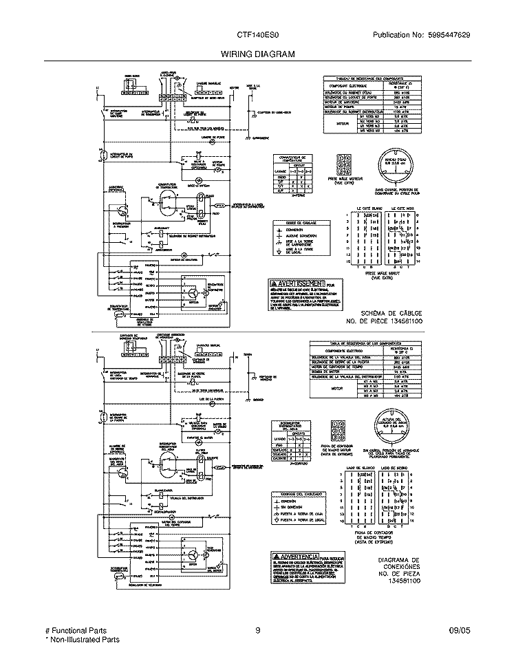 WIRING DIAGRAM Diagram and Parts List for CTF140ES0  Frigidaire Washer