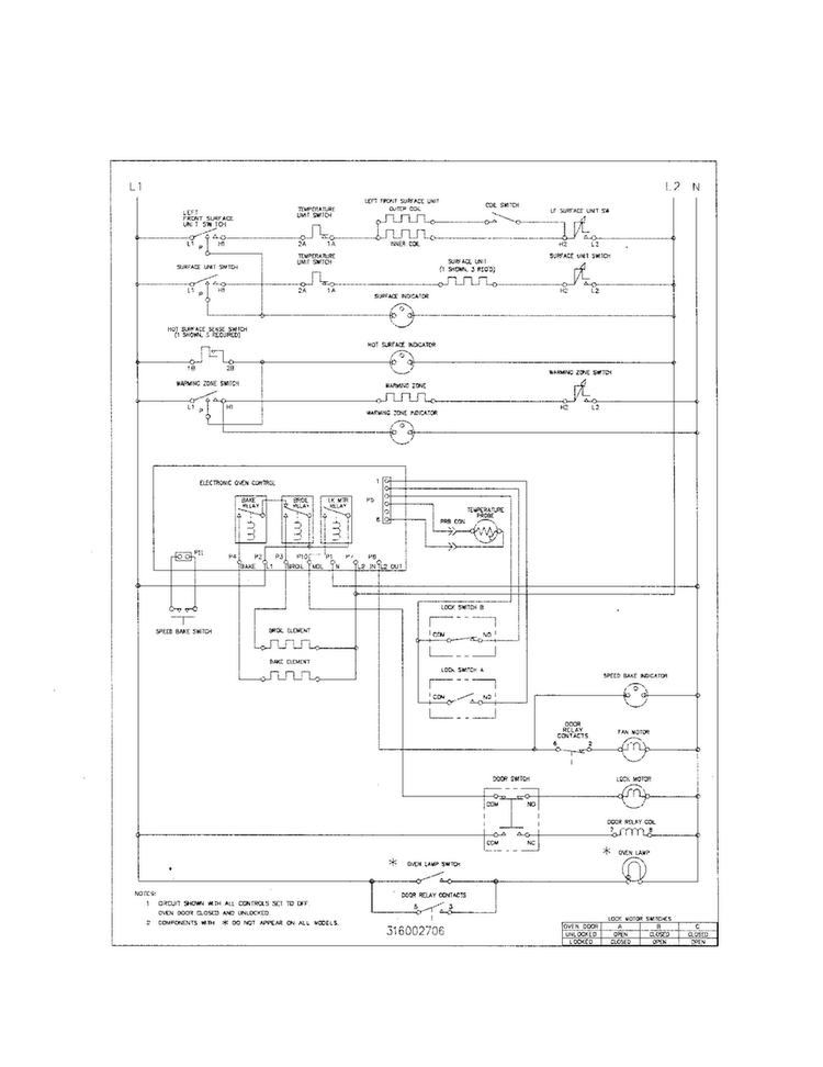 Wiring Diagram Diagram and Parts List for FEF376CJBA  Frigidaire Range