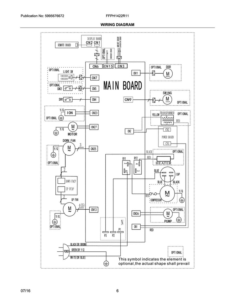 Wiring Diagram Diagram and Parts List for FFPH1422R11  Frigidaire Air Conditioner
