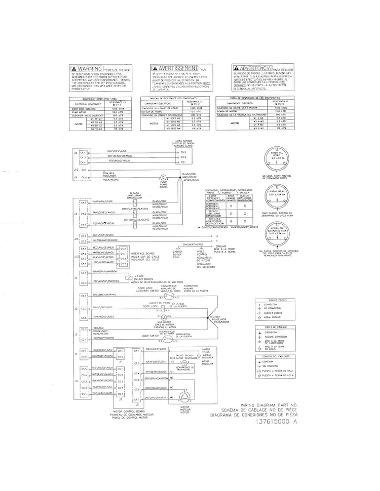 Wiring Diagram Diagram and Parts List for FAFW3801LW5  Frigidaire Washer