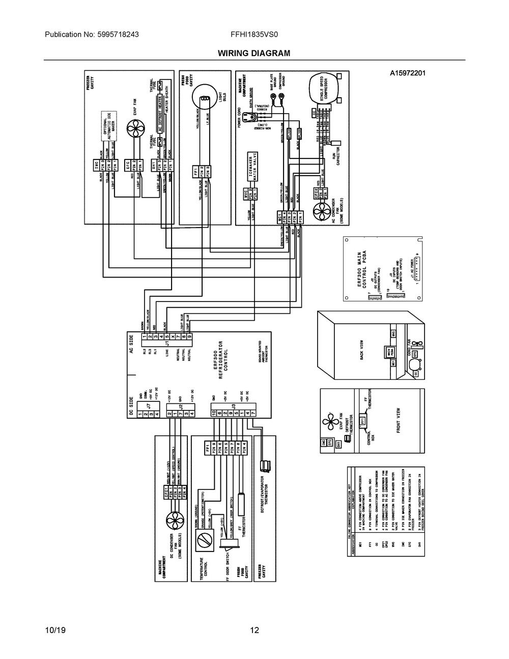 Wiring Diagram Diagram and Parts List for FFHI1835VS0  Frigidaire Refrigerator