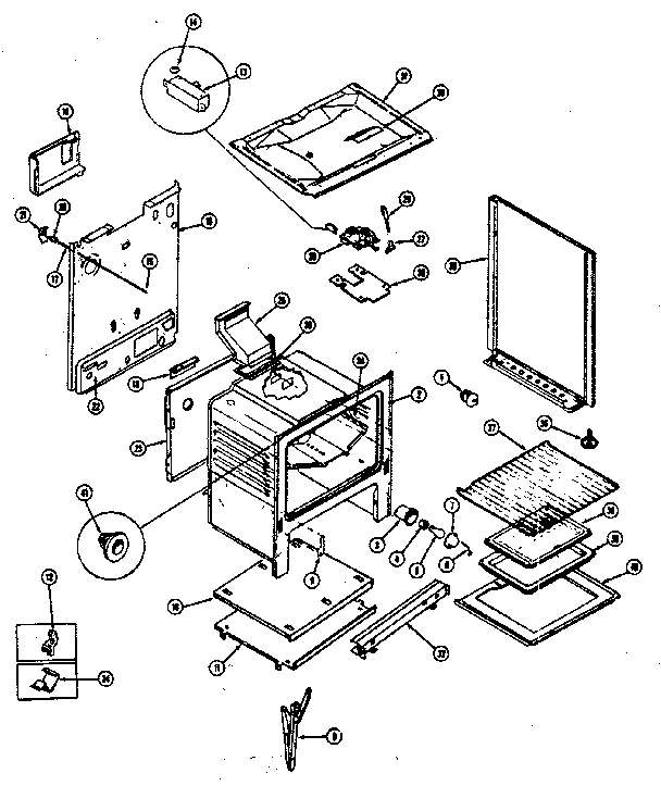 Cabinet Diagram and Parts List for 30-3988-01  Tappan Range