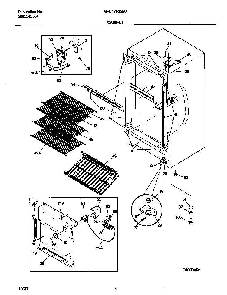 Cabinet Diagram and Parts List for MFU17F3GW7  Uni Freezer