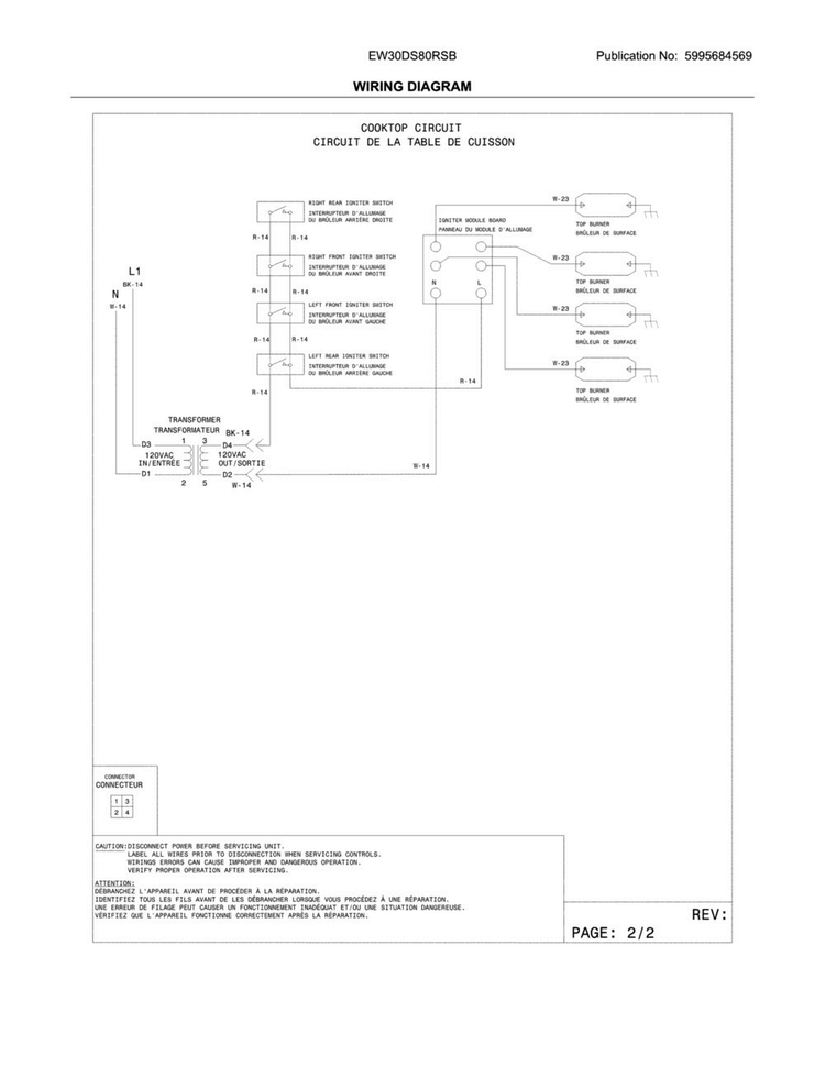 Wiring Diagram Diagram and Parts List for EW30DS80RSB  Electrolux Range