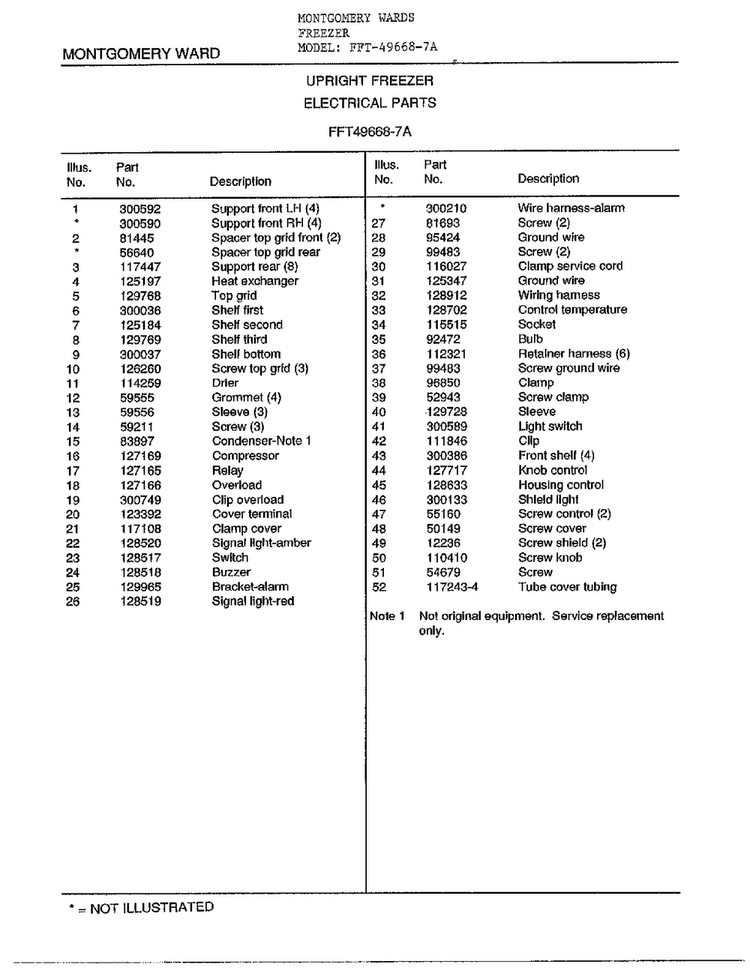 Electrical Parts Page 2 Diagram and Parts List for 49668-7A  Frigidaire Freezer