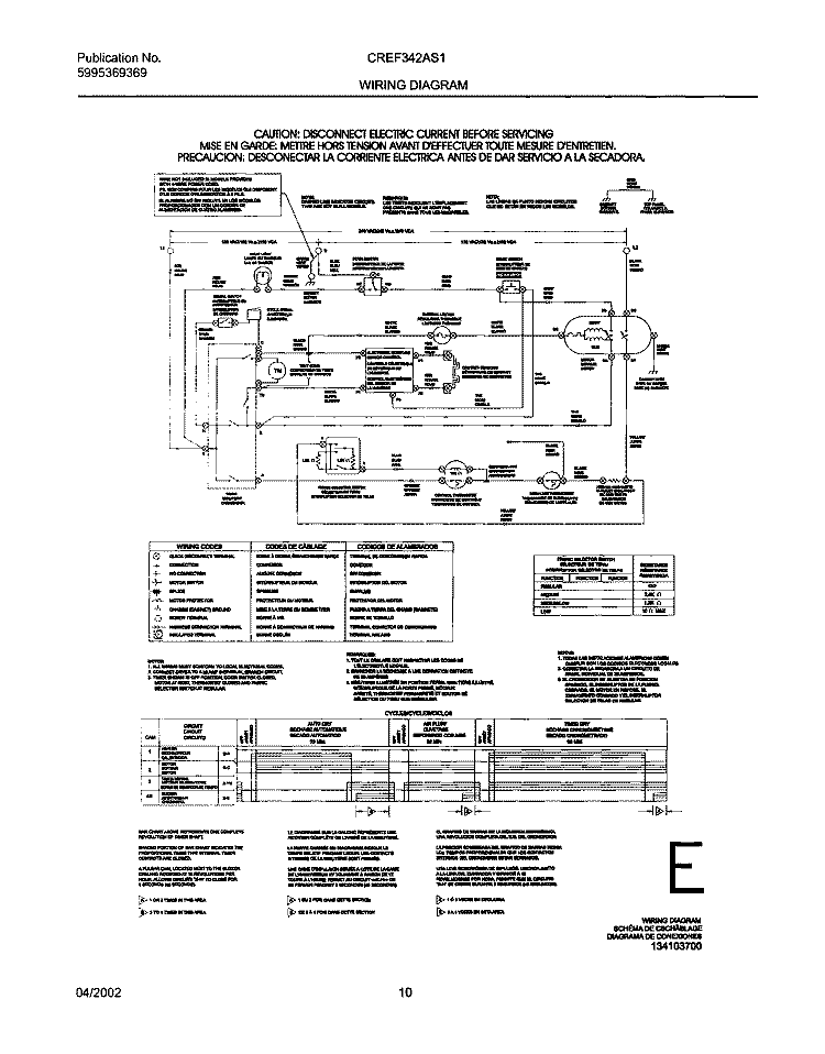 134103700 WIRING DIAGRAM Diagram and Parts List for CREF342AS1  Frigidaire Dryer