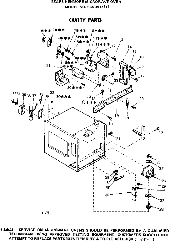 Cavity Parts Diagram and Parts List for 5649917711  Kenmore Microwave