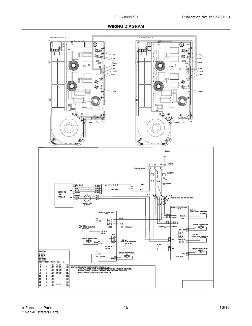 Wiring Diagram Diagram and Parts List for FGIS3065PFJ  Frigidaire Range