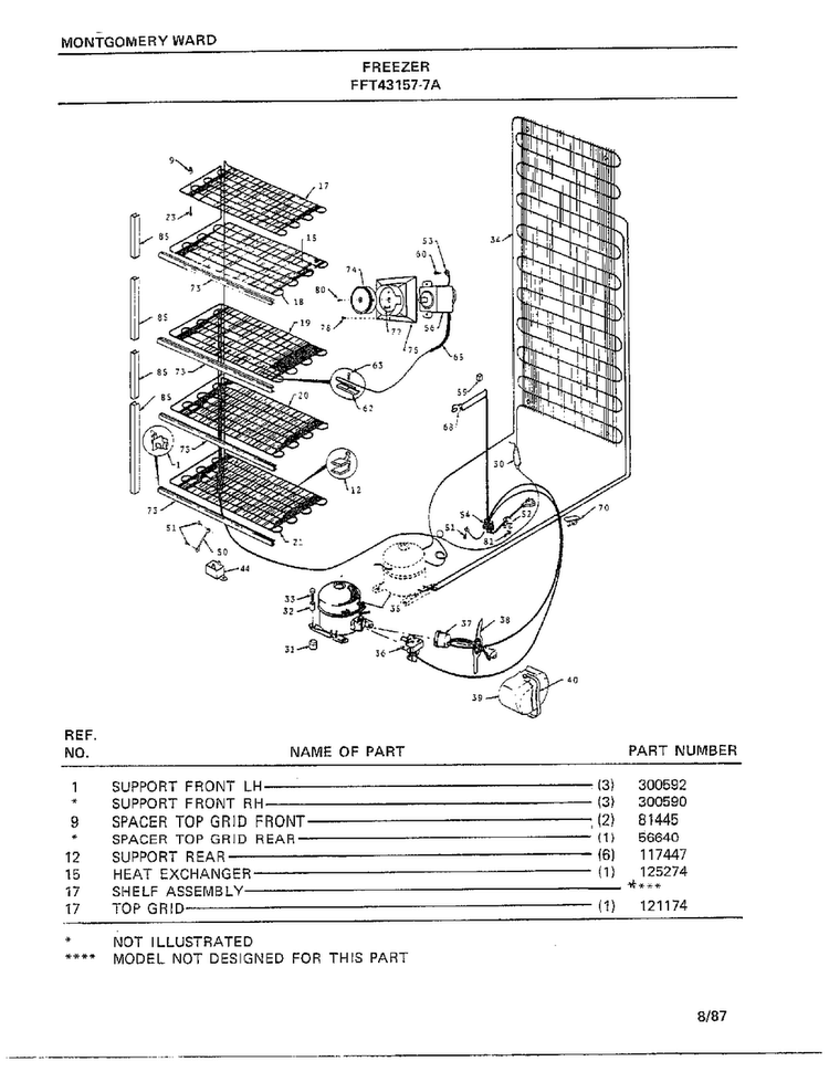 Freezer Page 3 Diagram and Parts List for 43157A-7  Frigidaire Freezer