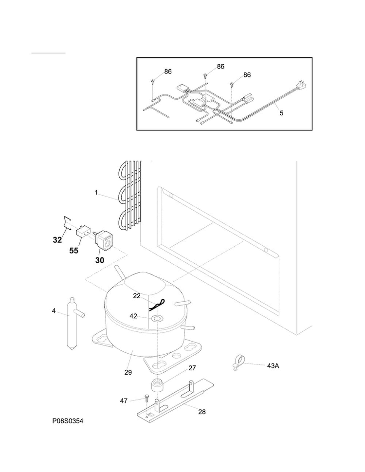 System Diagram and Parts List for 25312112411  Kenmore Freezer