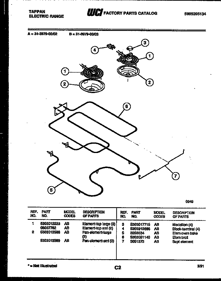 BROILER PARTS Diagram and Parts List for 31-3979-23-02  Tappan Range