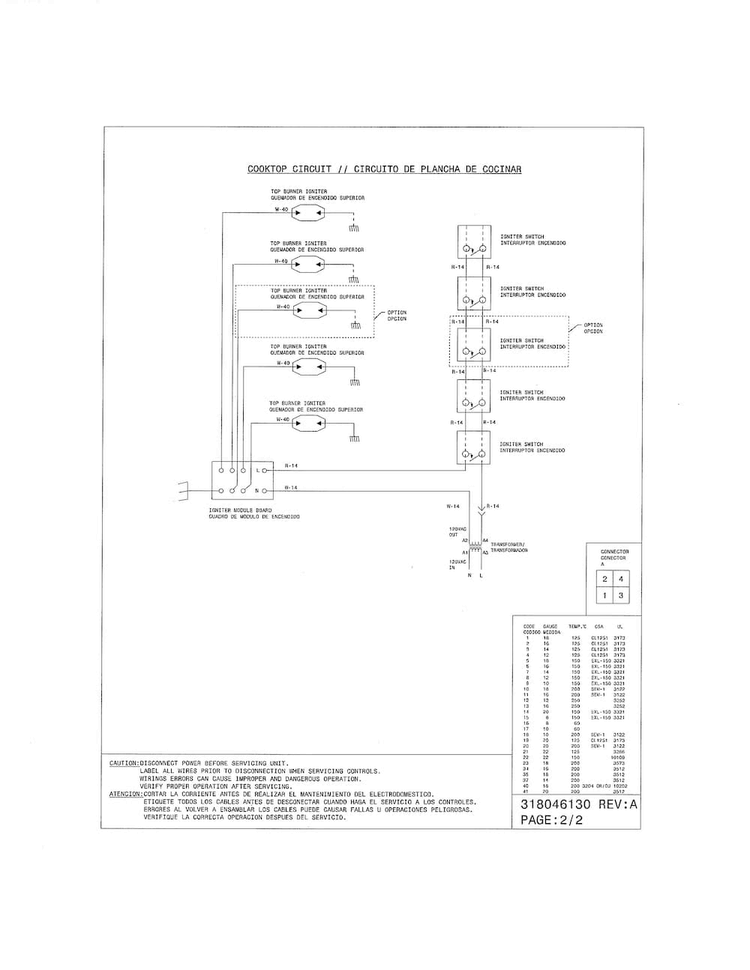 Wiring Diagram Diagram and Parts List for FGGF304DLW3  Frigidaire Range