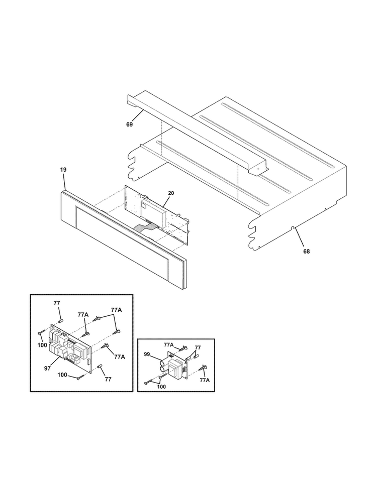 Control Panel Diagram and Parts List for E30EW85GPS7  Electrolux Wall Oven