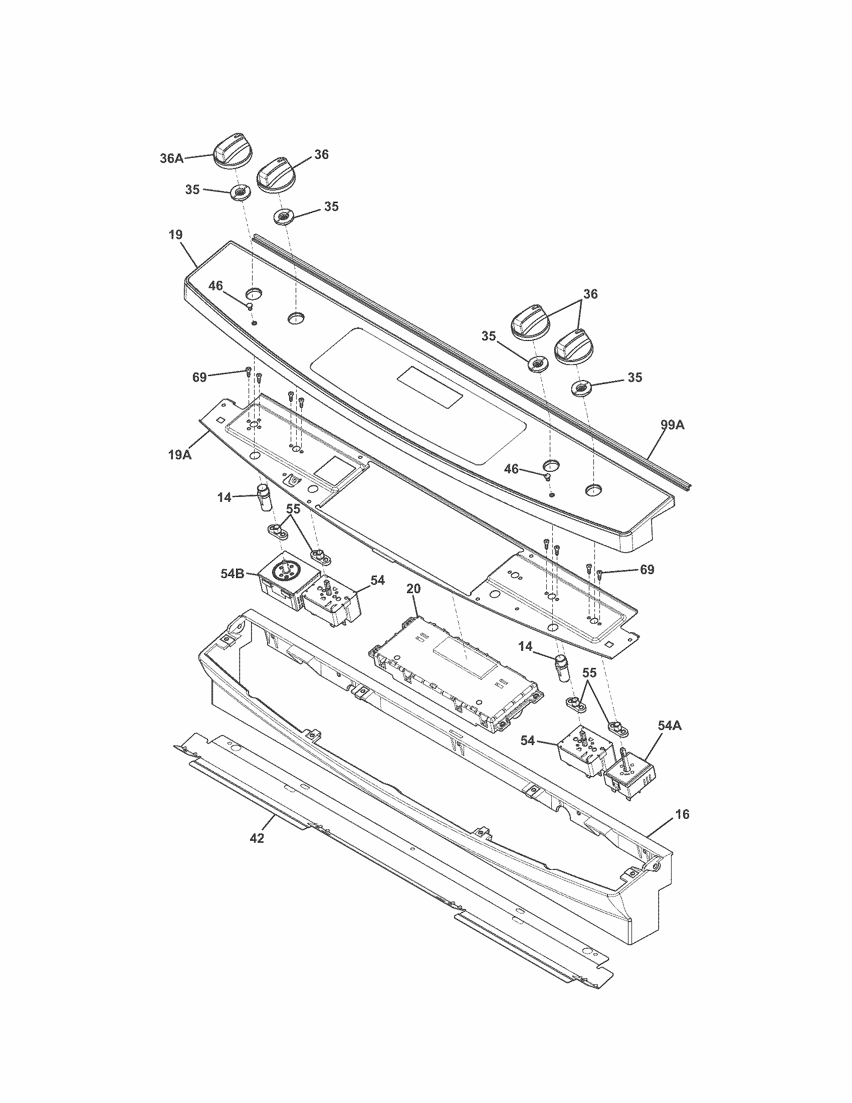 Backguard Diagram and Parts List for 79042542310  Kenmore Range