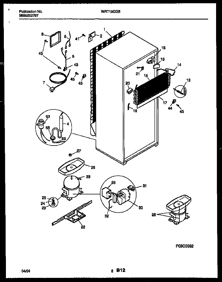 SYSTEM AND AUTOMATIC DEFROST PARTS Diagram and Parts List for WRT15CGBW0  Frigidaire Refrigerator
