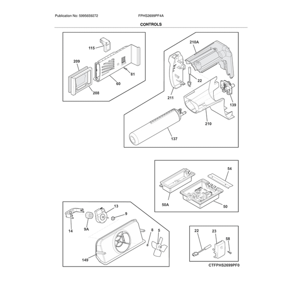 Controls Diagram and Parts List for FPHS2699PF4A  Frigidaire Refrigerator