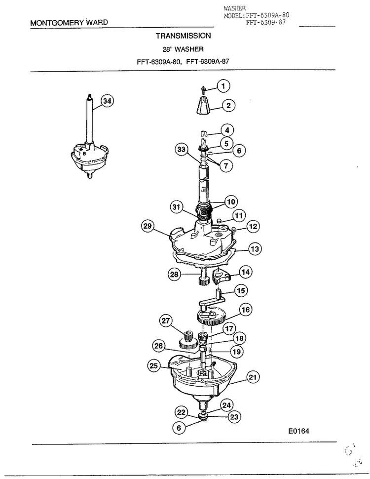 Transmission Diagram and Parts List for 6309A  Frigidaire Washer