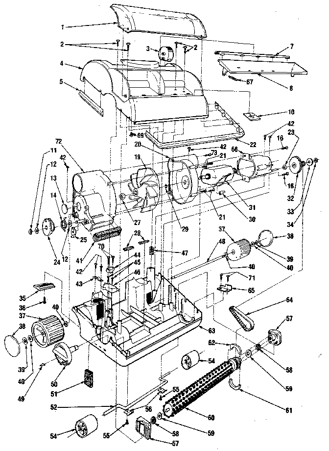 Nozzle And Motor Assembly Diagram and Parts List for 2048778290  Kenmore Upright Vacuum