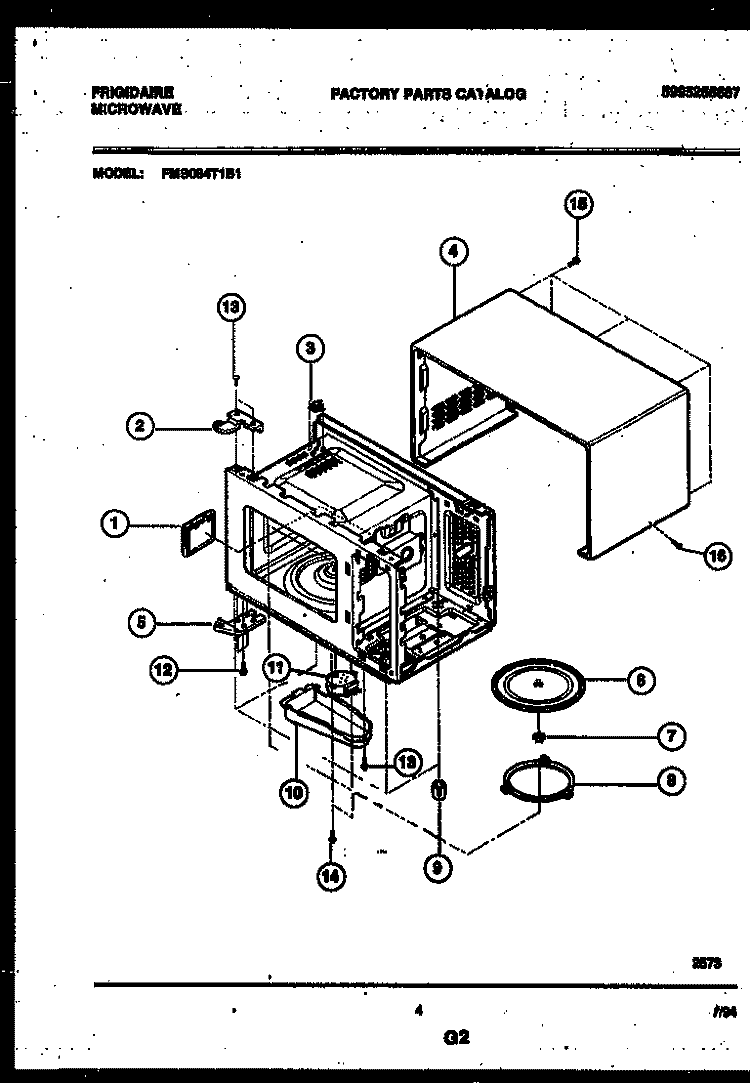 WRAPPER AND BODY PARTS Diagram and Parts List for FMS084T1B1  Frigidaire Microwave