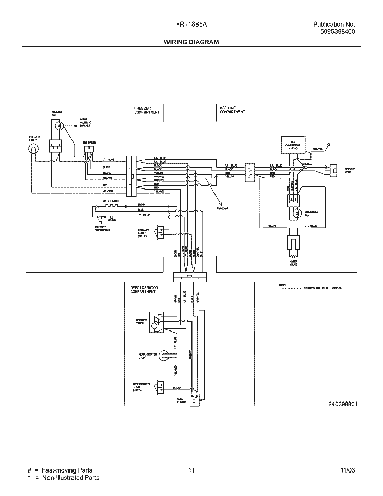 WIRING DIAGRAM Diagram and Parts List for FRT18B5AQ9  Frigidaire Refrigerator