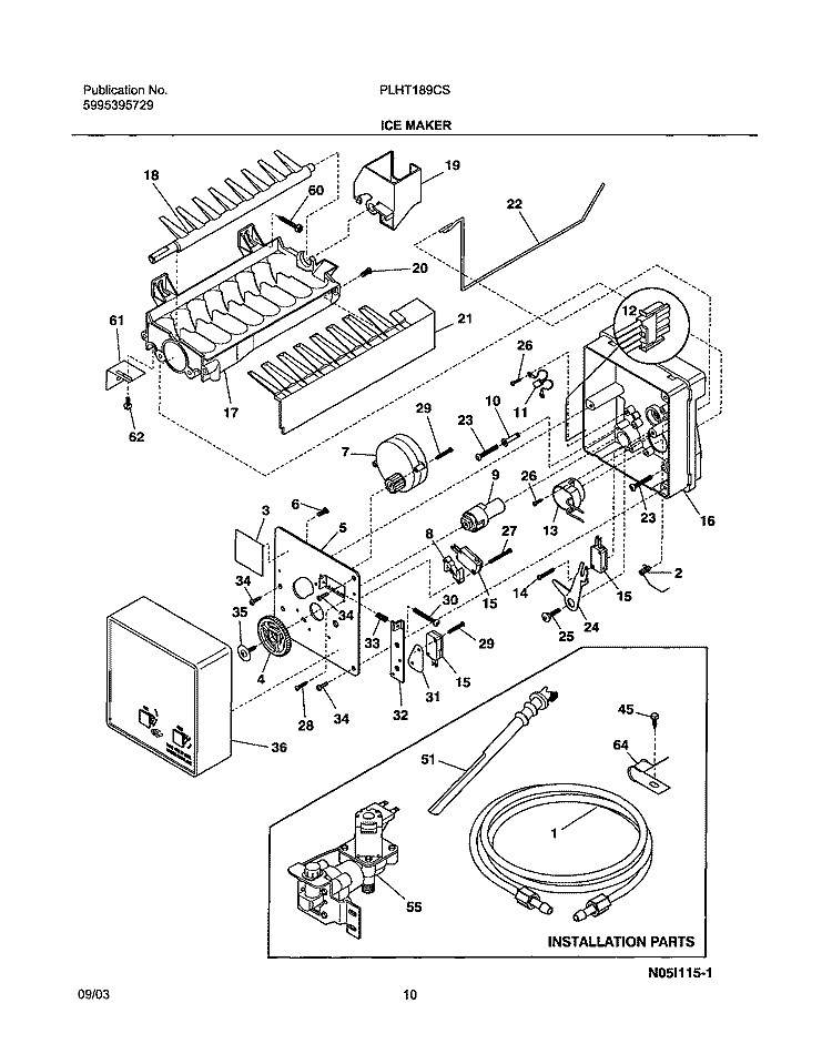 ICE MAKER Diagram and Parts List for PLHT189CSB2  Frigidaire Refrigerator