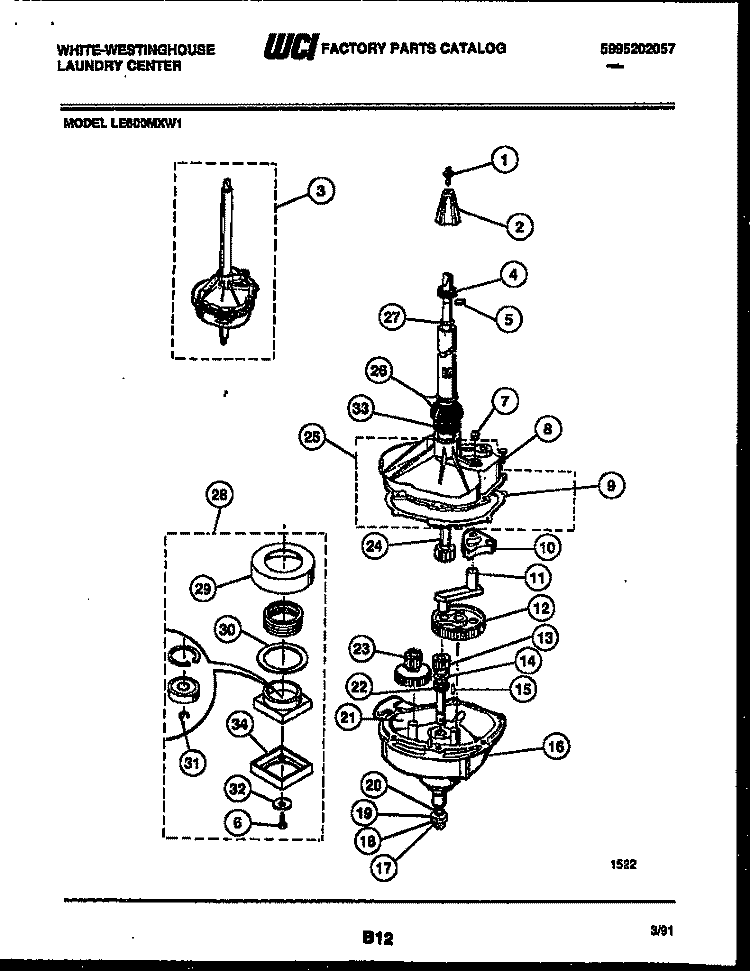 TRANSMISSION PARTS Diagram and Parts List for LE600MXD1  Frigidaire Washer Dryer Combo