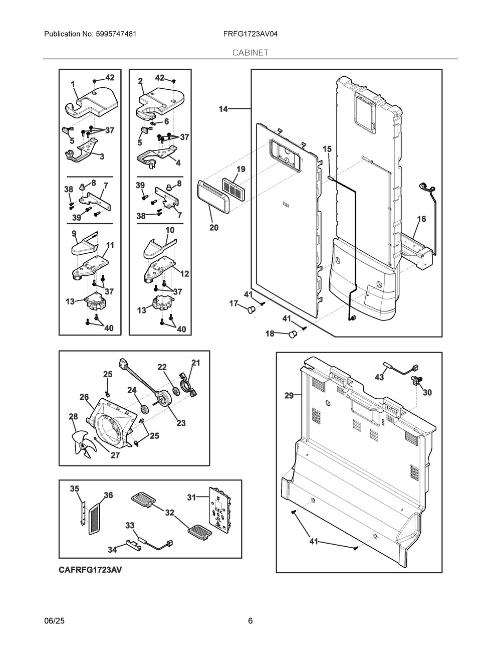 Cabinet Diagram and Parts List for FRFG1723AV04  Frigidaire Refrigerator