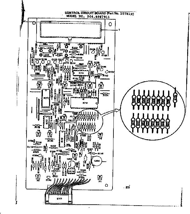 Control Circuit Board Diagram and Parts List for 5649987911  Kenmore Microwave