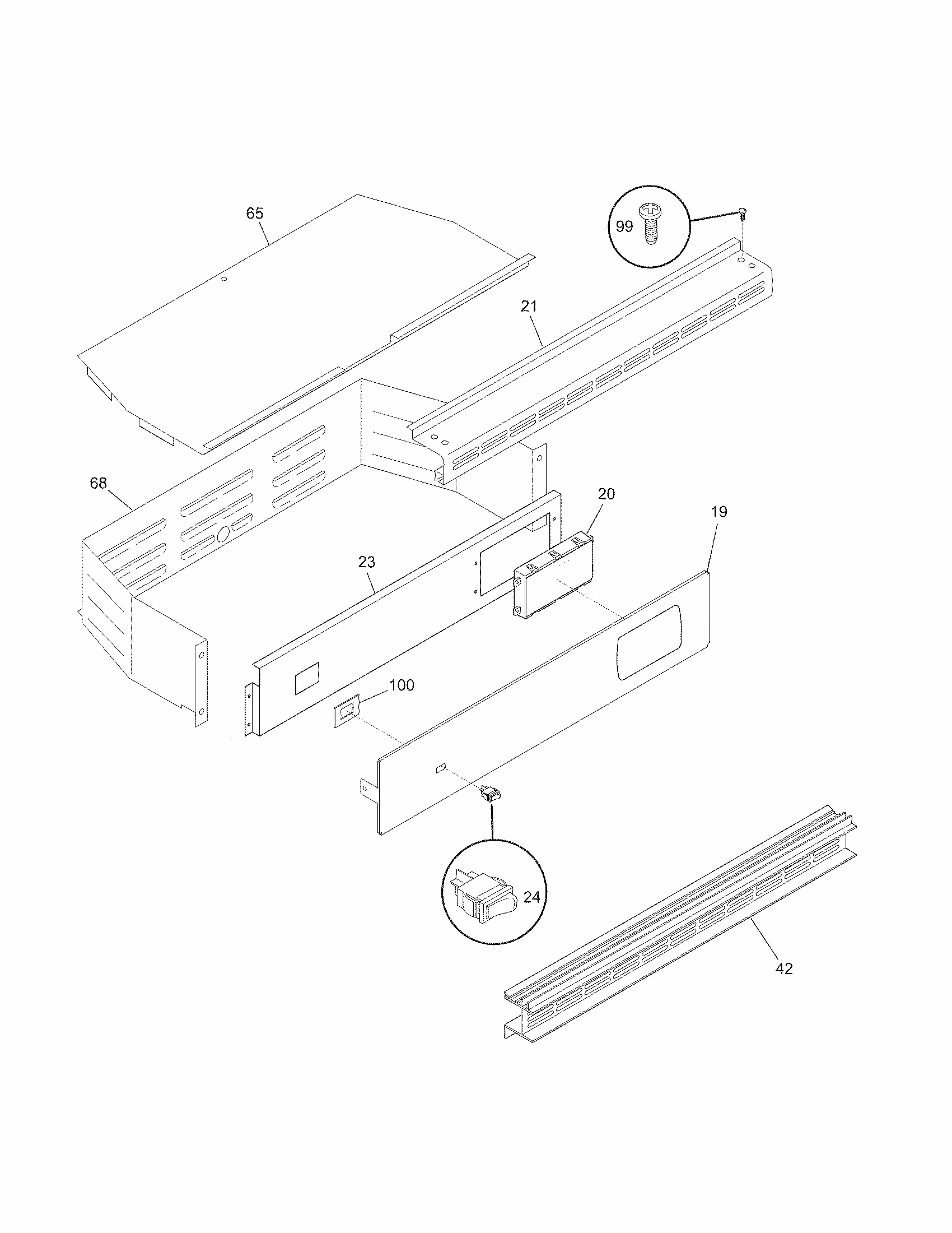 Control Panel Diagram and Parts List for 79030529800  Kenmore Wall Oven
