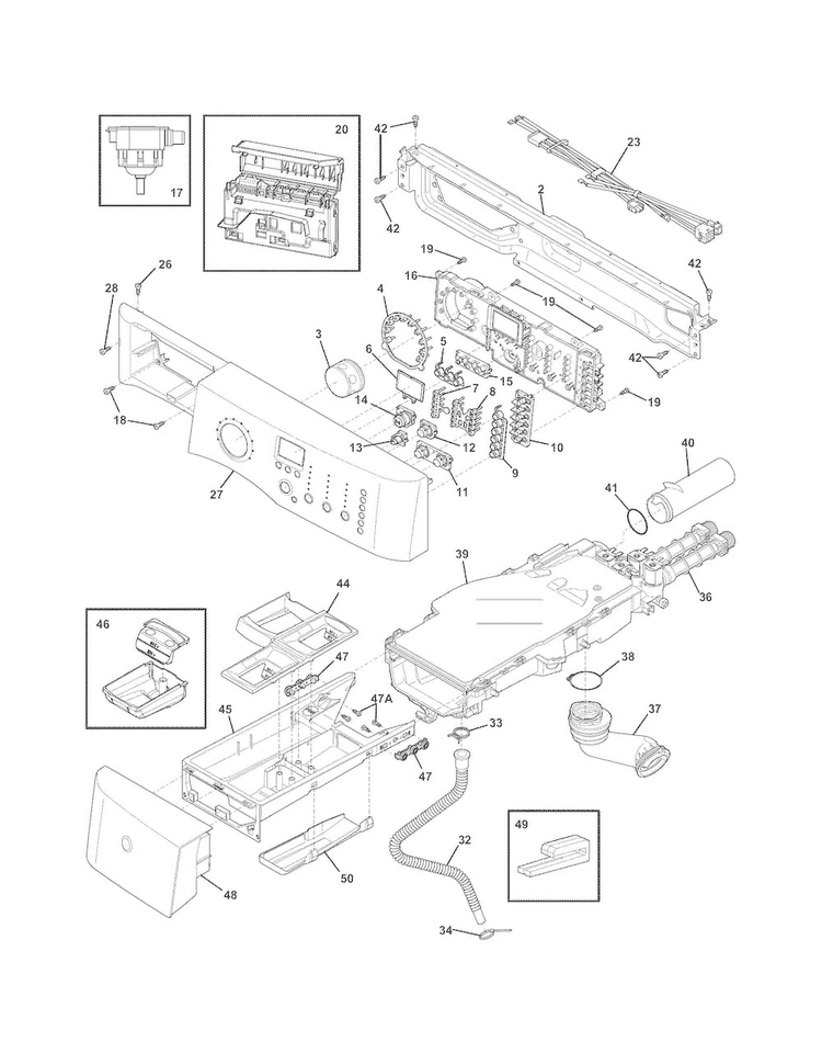 Controls Diagram and Parts List for EIFLW50LIW1  Electrolux Washer