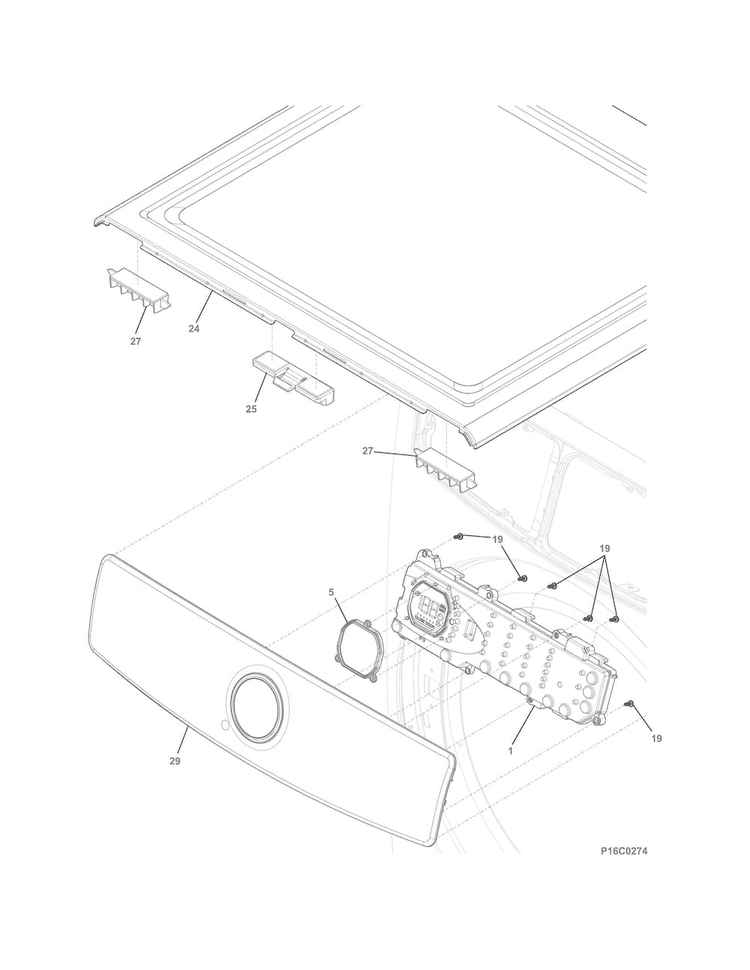 Controls/top Panel Diagram and Parts List for EFME417SIW0  Electrolux Dryer