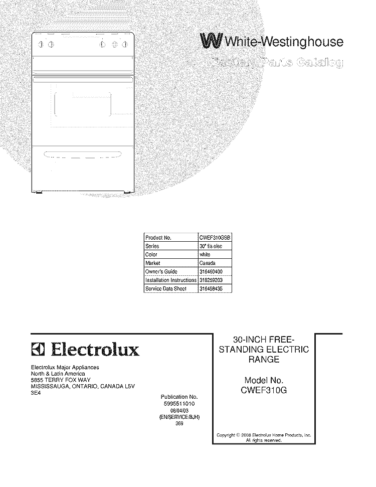 COVER Diagram and Parts List for CWEF310GSB  Crosley Range