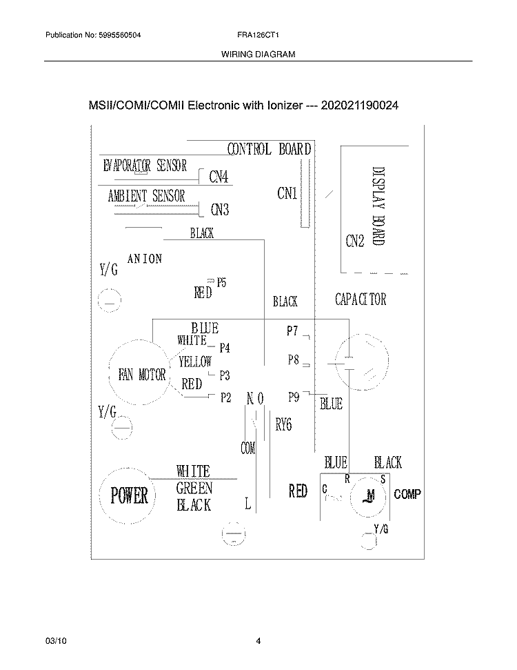 WIRING DIAGRAM Diagram and Parts List for FRA126CT10  Frigidaire Air Conditioner