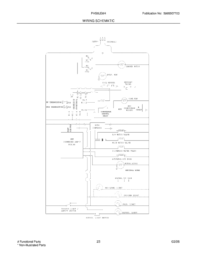 WIRING DIAGRAM Diagram and Parts List for PHS6LE6HSB6  Frigidaire Refrigerator