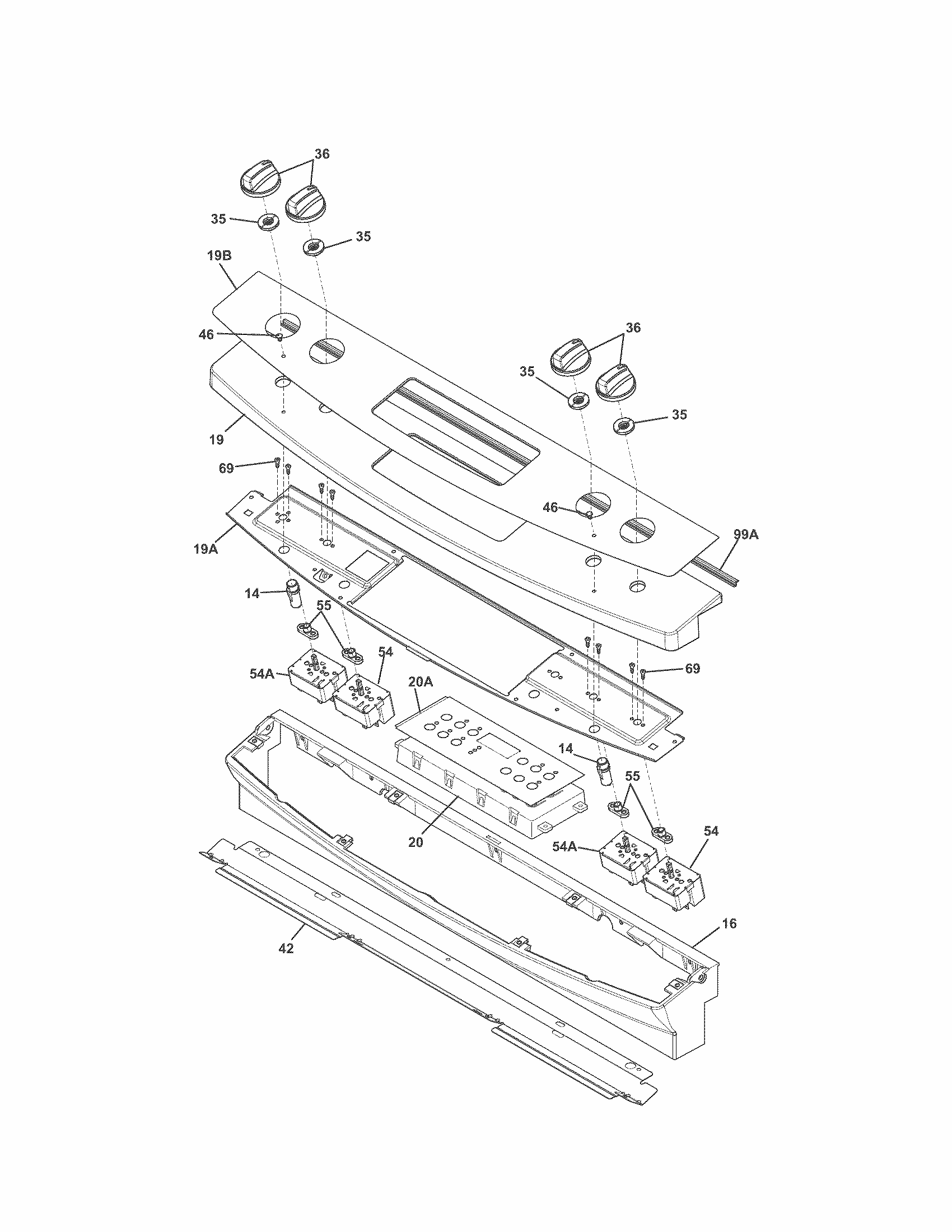 Backguard Diagram and Parts List for 79042523310  Kenmore Range
