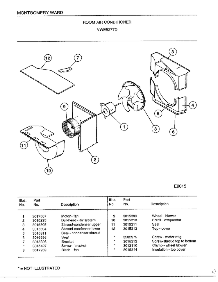 Room Air Conditioner Page 7 Diagram and Parts List for 5277D  Frigidaire Air Conditioner