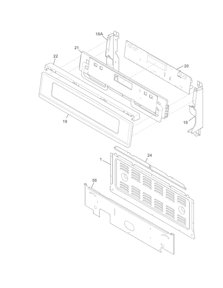 Backguard Diagram and Parts List for FGEF302TNFA  Frigidaire Range