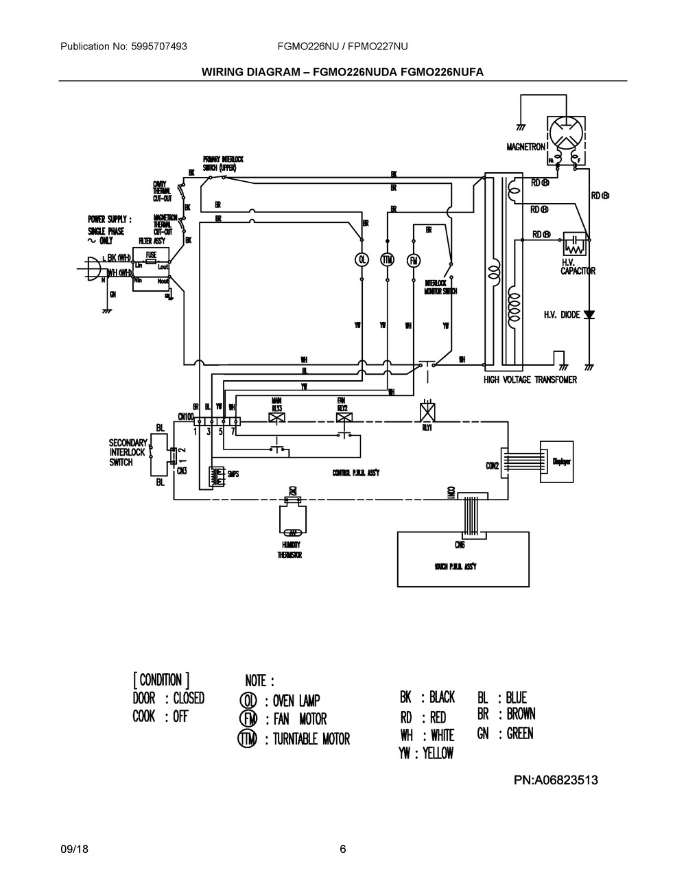Wiring Diagram ? Fgmo226nuda Fgmo226nufa Diagram and Parts List for FGMO226NUFA  Frigidaire Microwave