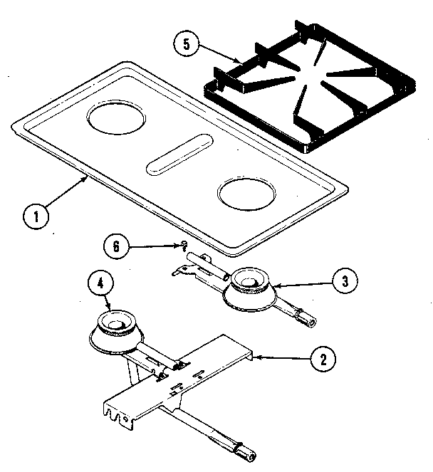 Surface Burner Diagram and Parts List for 12601(1988)  Kenmore Range