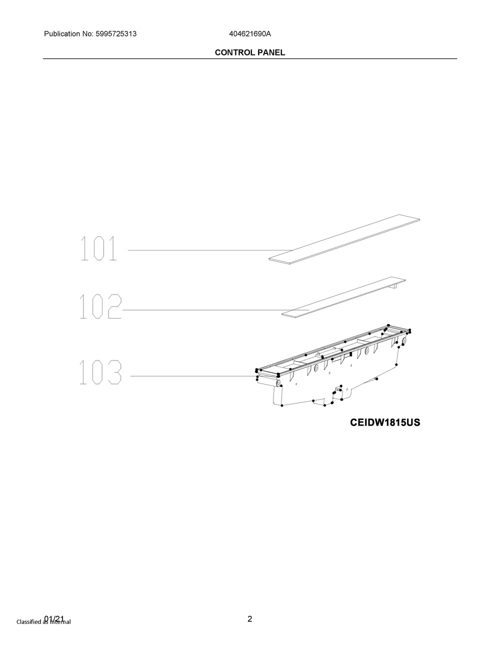 Control Panel Diagram and Parts List for 404621690A  Frigidaire Refrigerator