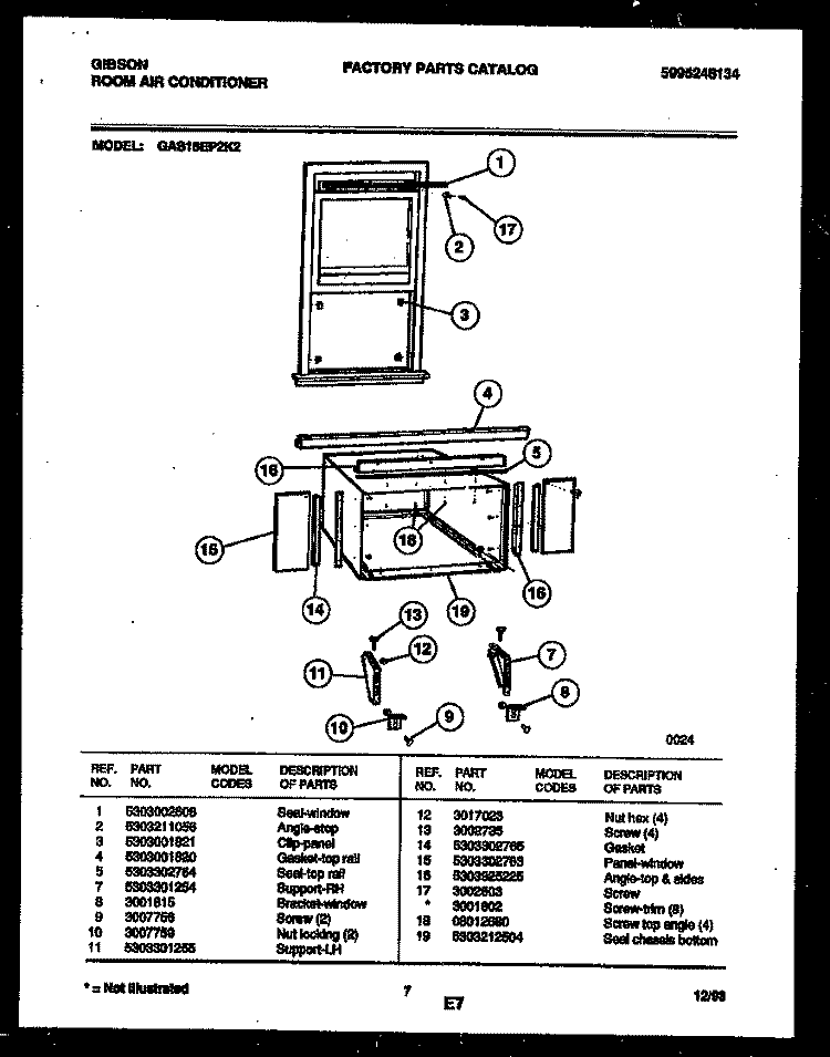 CABINET AND INSTALLATION PARTS Diagram and Parts List for GAS18EP2K2  Gibson Air Conditioner