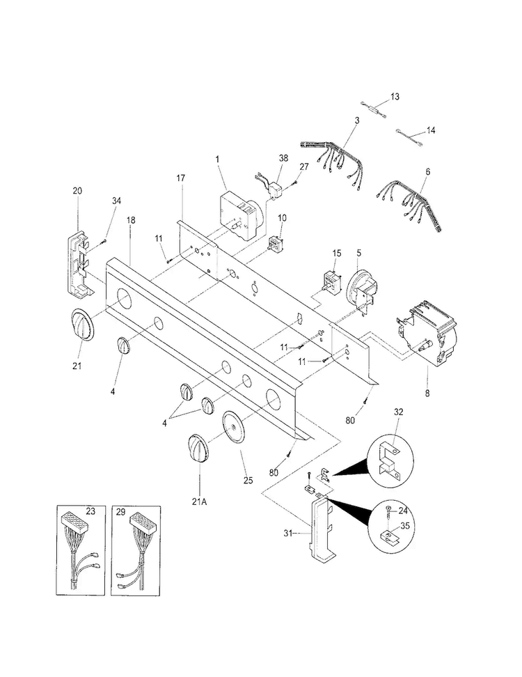 Control Panel Diagram and Parts List for 41797812702  Kenmore Washer Dryer Combo